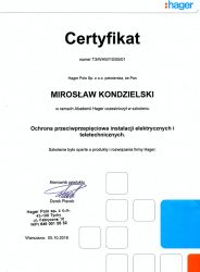 certyfikat hager ochrona przeciwprzepieciowa instalacji elektrycznych